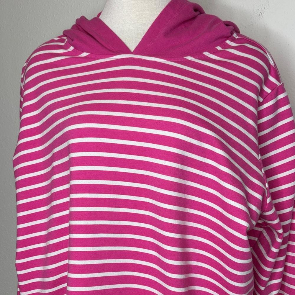 Belle by Kim Gravel size 2X Vibrant Pink and White Striped Hoodie - Picture 4 of 9